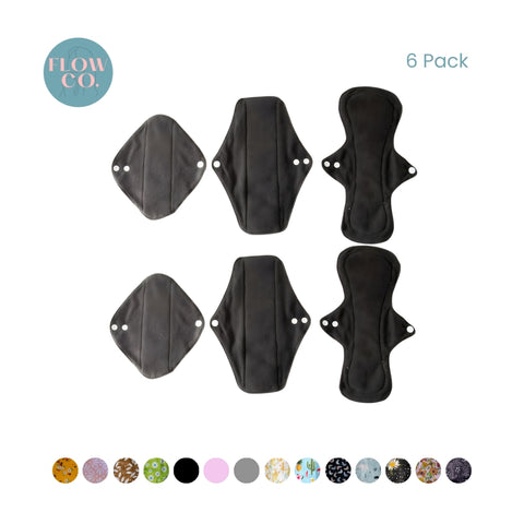 Fully Customisable 6 Pack Eco-Friendly Reusable Cloth Sanitary Pads
