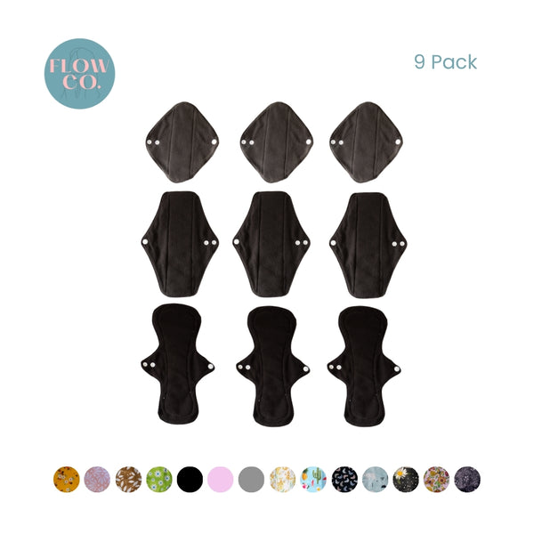 Fully Customisable 9 Pack Eco-Friendly Reusable Cloth Sanitary Pads