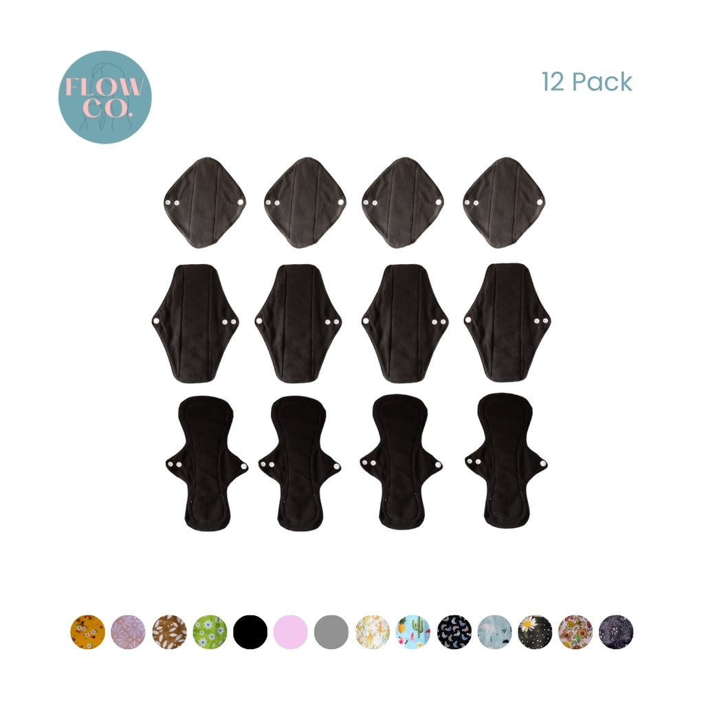 Fully Customisable 12 Pack Eco-Friendly Reusable Cloth Sanitary Pads