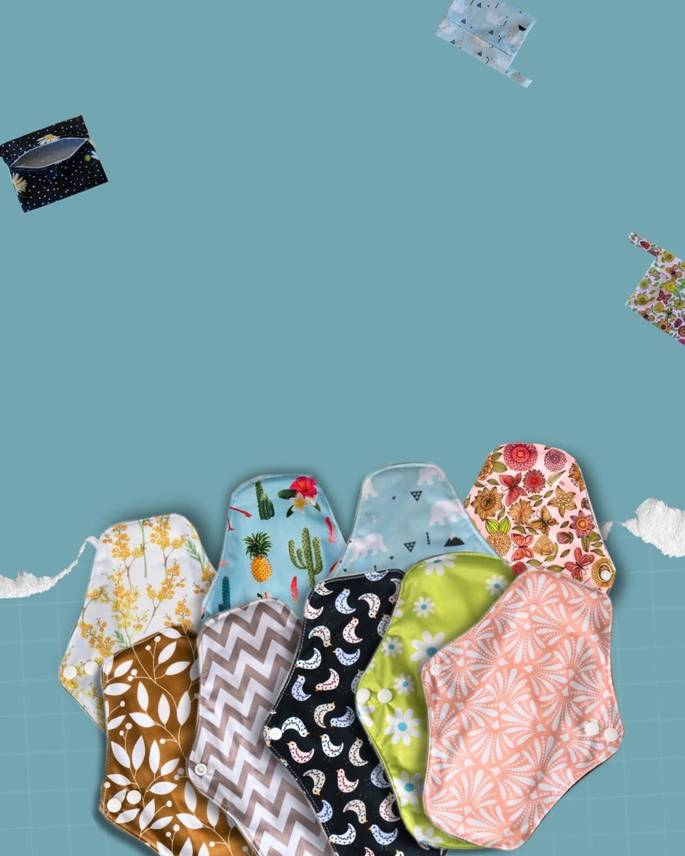Flow Co reusable cloth pads in a range of patterns